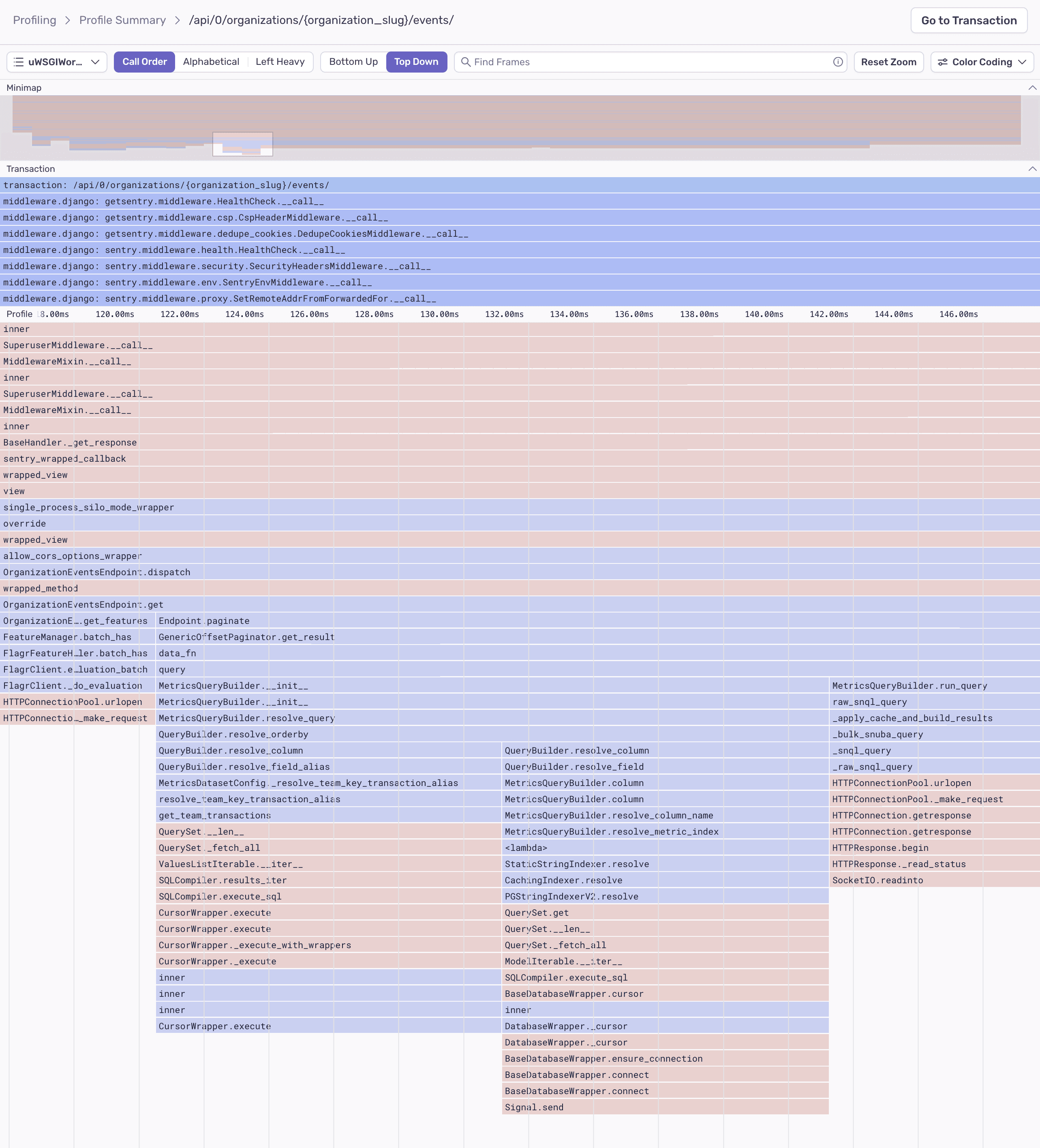 Profile details page showing a flame graph